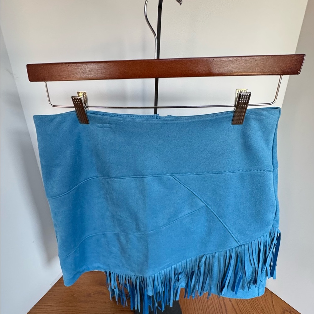 Ocean Drive Aqua Fringe Mini Skirt - Picture 4 of 8